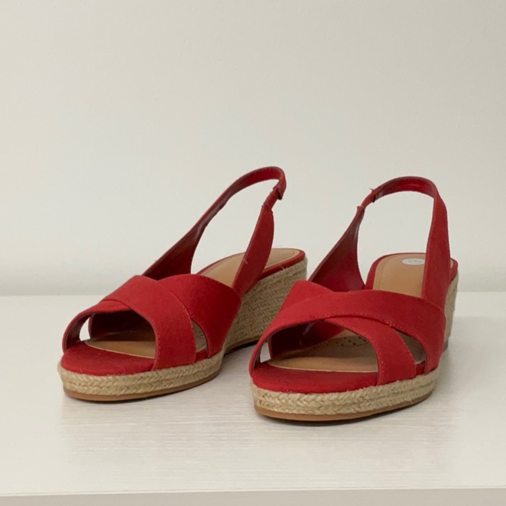 Dressbarn Jules Red Wedge Sandals Size 7.5